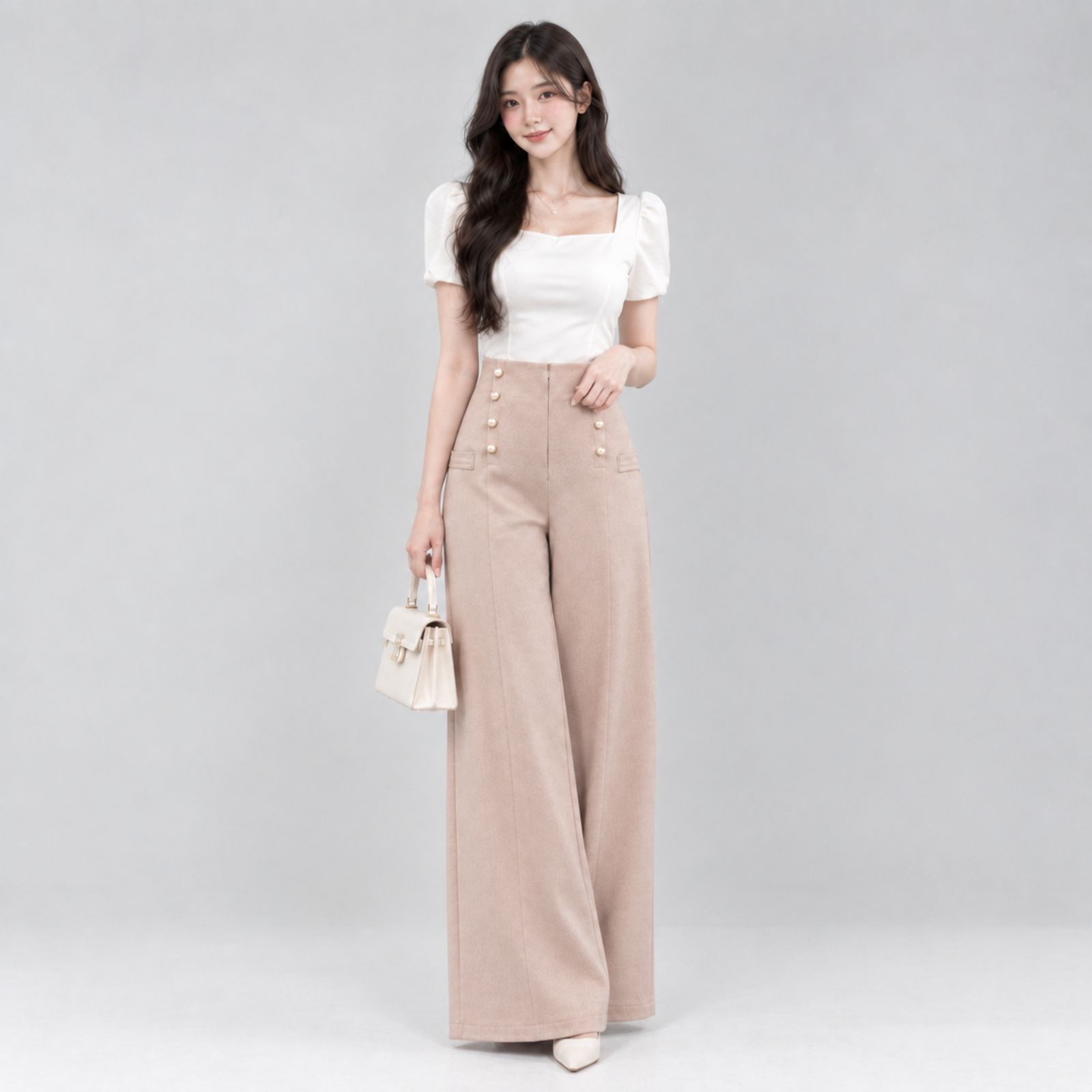 Yoona Celana Kulot Highwaist Wanita Kancing | Highwaist Long Pants Button sampul