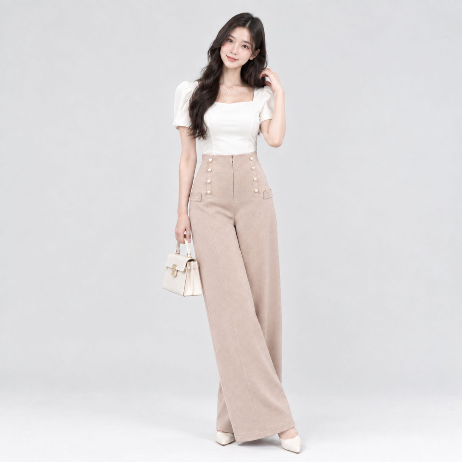Yoona Celana Kulot Highwaist Wanita Kancing | Highwaist Long Pants Button sampul