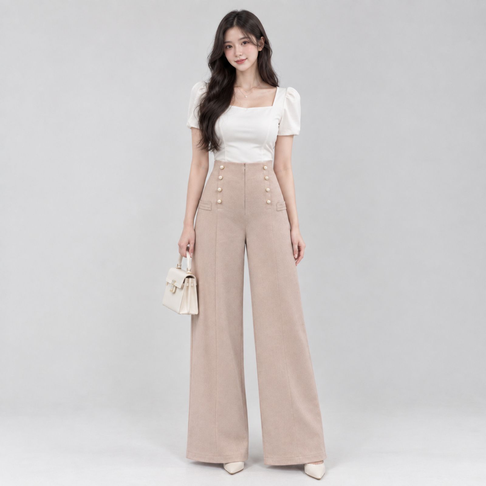 Yoona Celana Kulot Highwaist Wanita Kancing | Highwaist Long Pants Button sampul