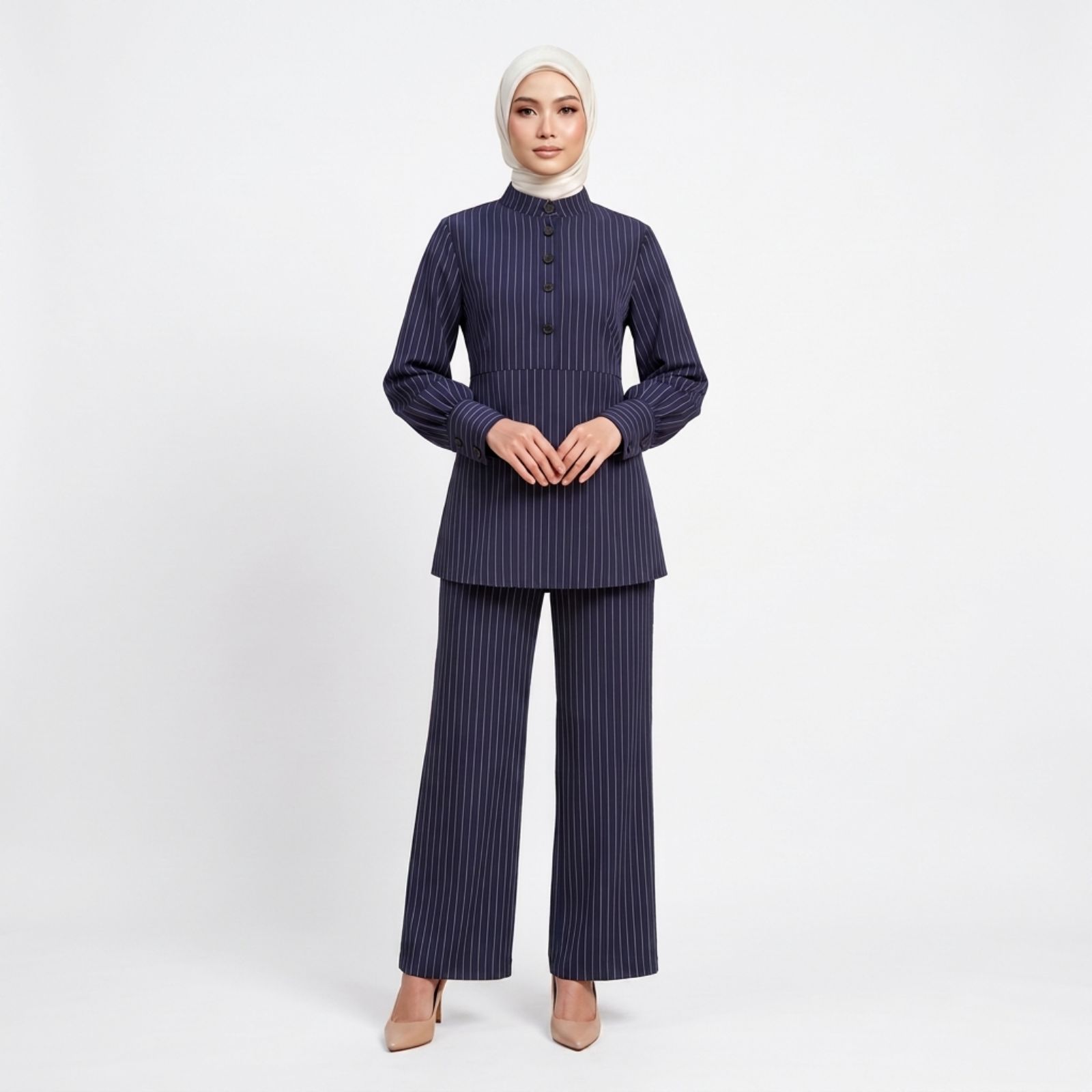 Nadira Pinstripe Modest Co-Ord Set sampul