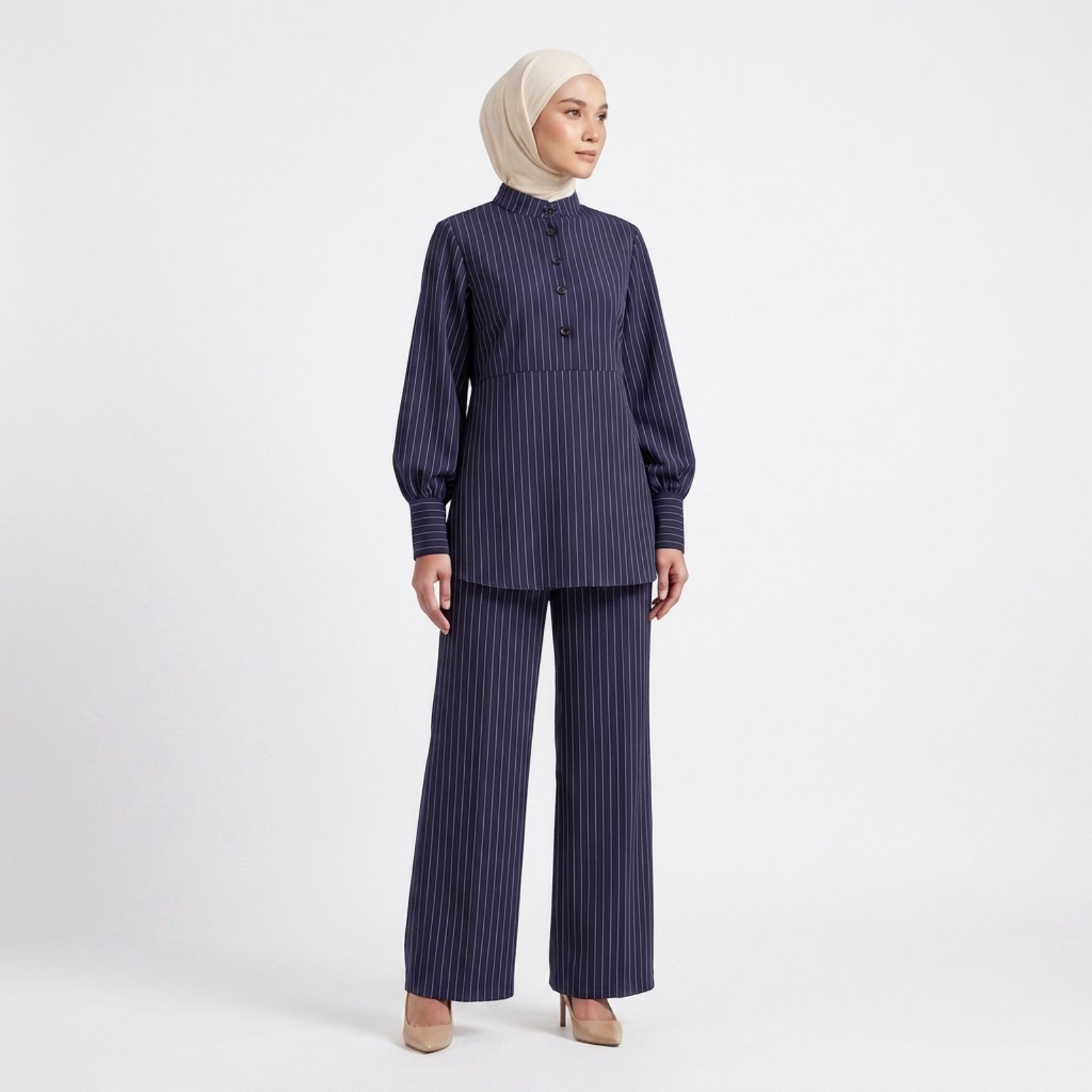 Nadira Pinstripe Modest Co-Ord Set sampul