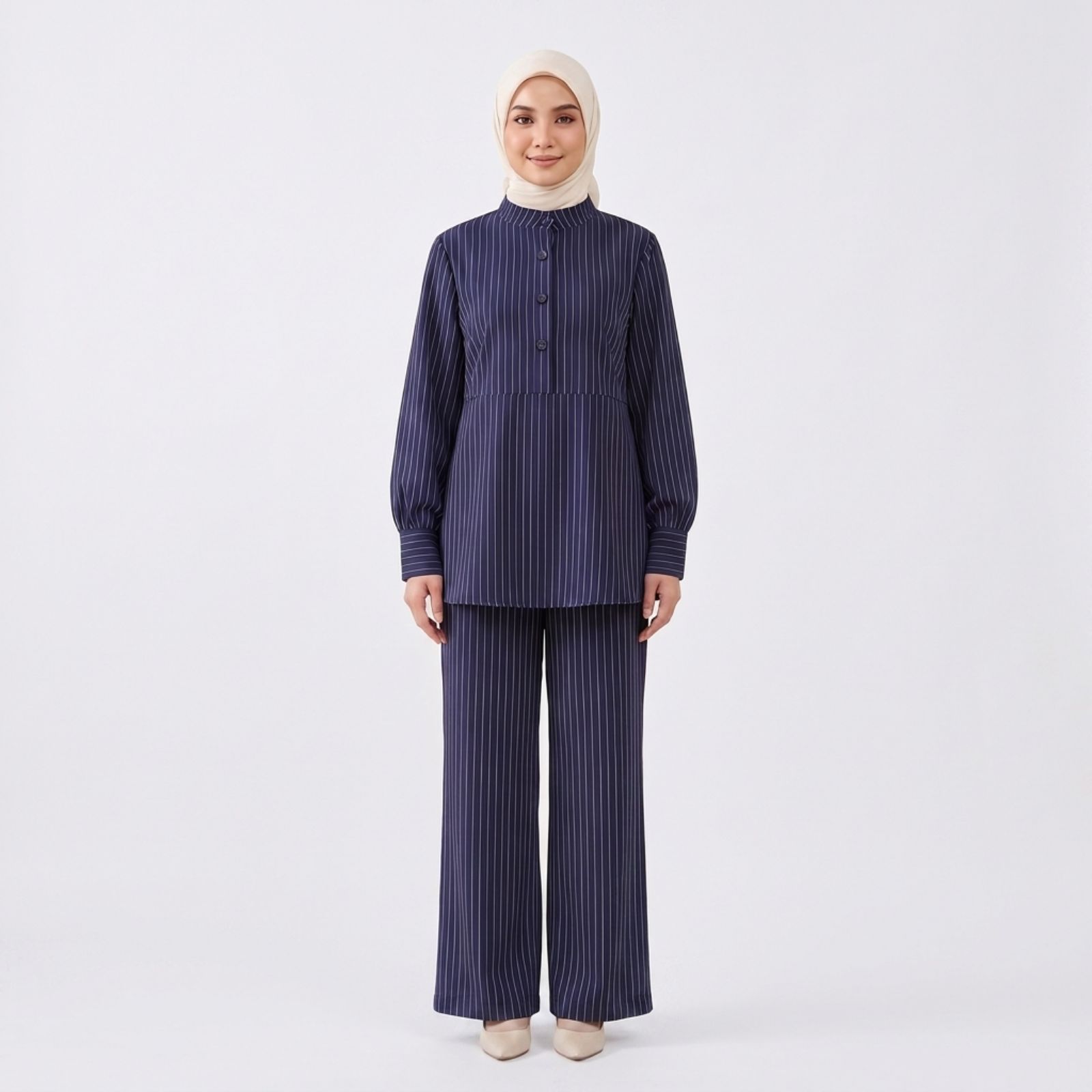 Nadira Pinstripe Modest Co-Ord Set sampul