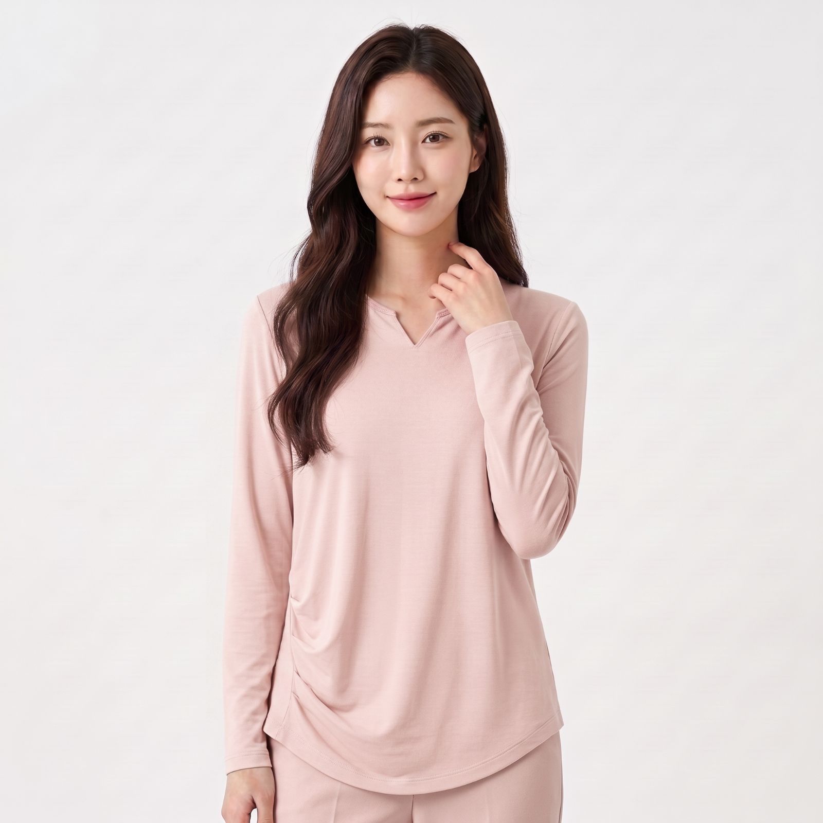 Kaos Sport Wanita Lengan Panjang Dry Fit UV Leher V DUSTY
