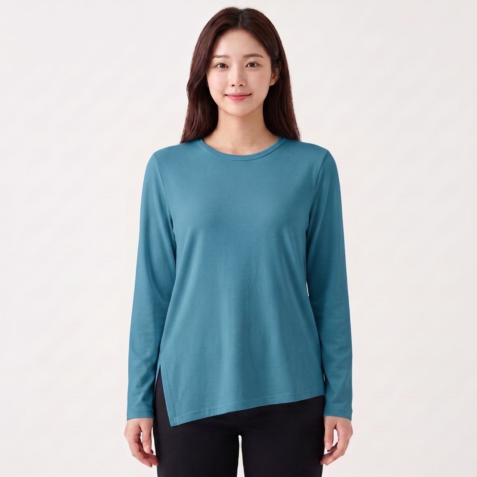 Kaos Sport Wanita Lengan Panjang Quick Dry Belah Samping BLUE