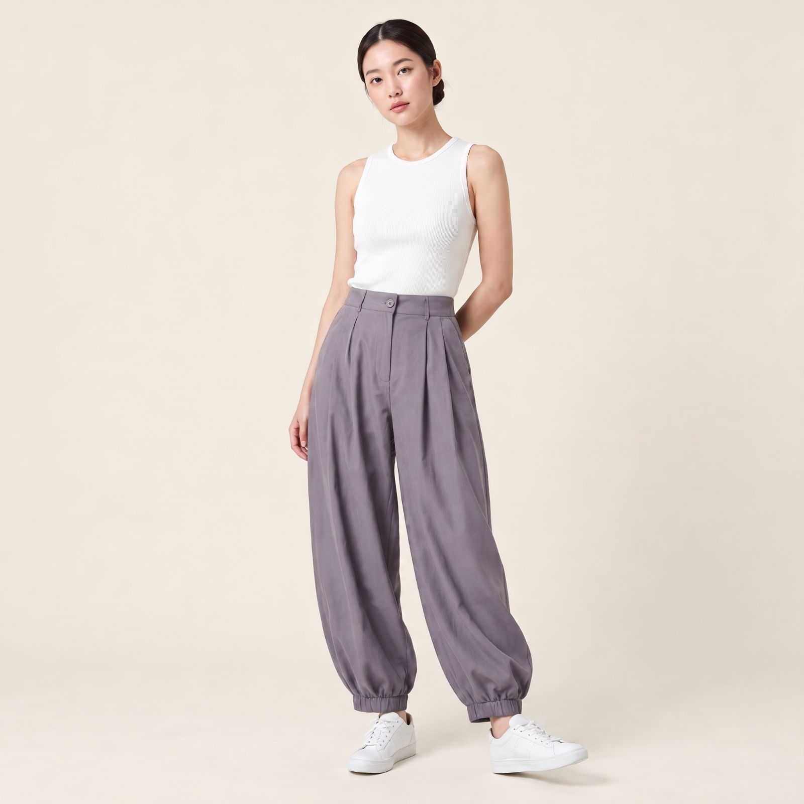 Celana Balon Wanita High Waist Formal Casual Premium GRAPE
