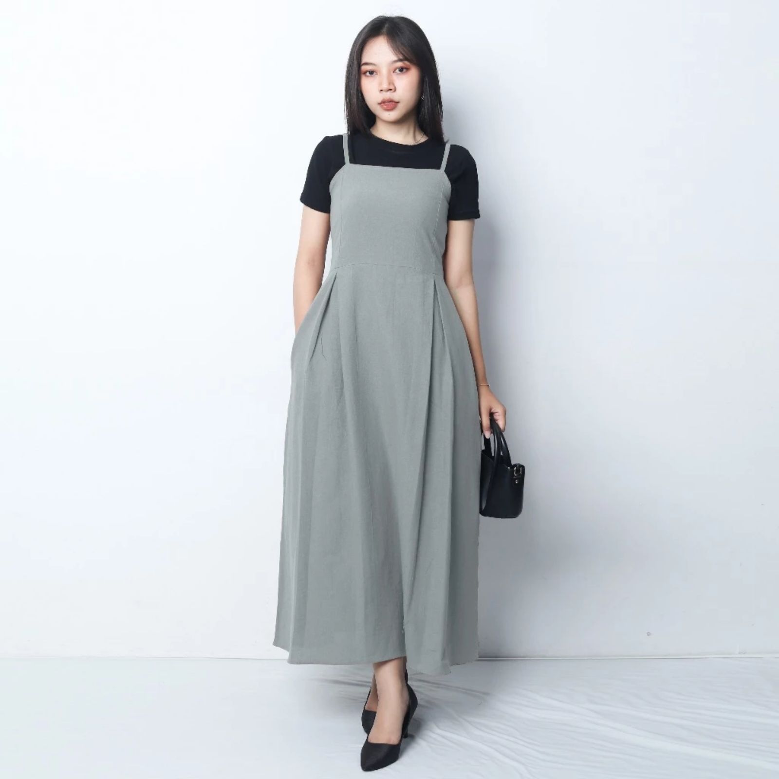 Basic Summer Dress Sling Korean Look Sleeveless Linen Matterial by youniq sampul