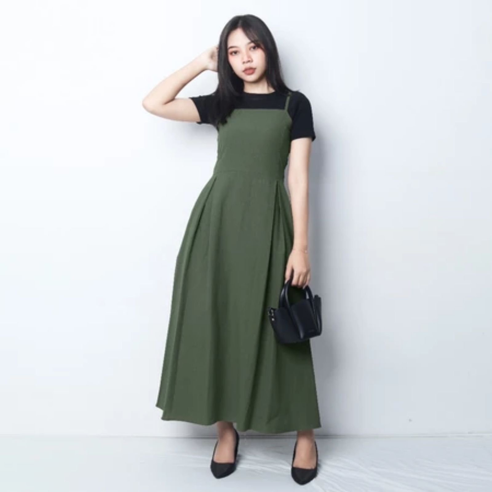 Basic Summer Dress Sling Korean Look Sleeveless Linen Matterial by youniq ARMY