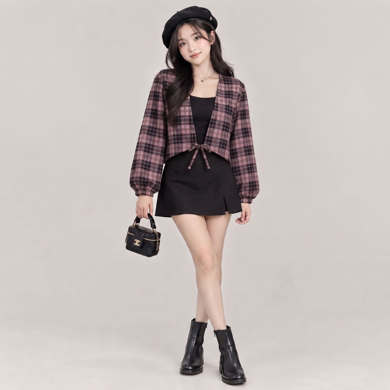 Paula Outer Crop Lengan Balon By YOUNIQ TARTAN TARO