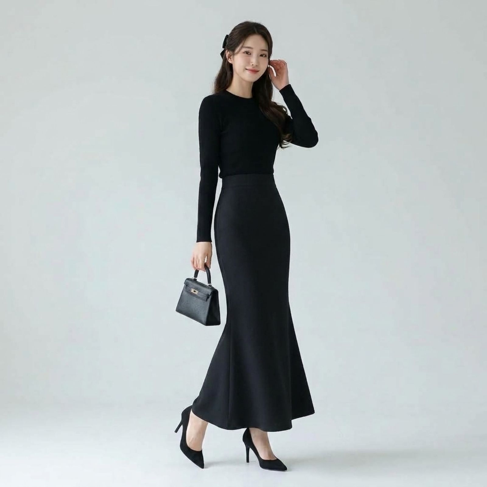 Mermaid Skirt Scuba Premium - Midi Skirt Rok Wanita - Maxi Skirt Rok Wanita by Youniq HITAM