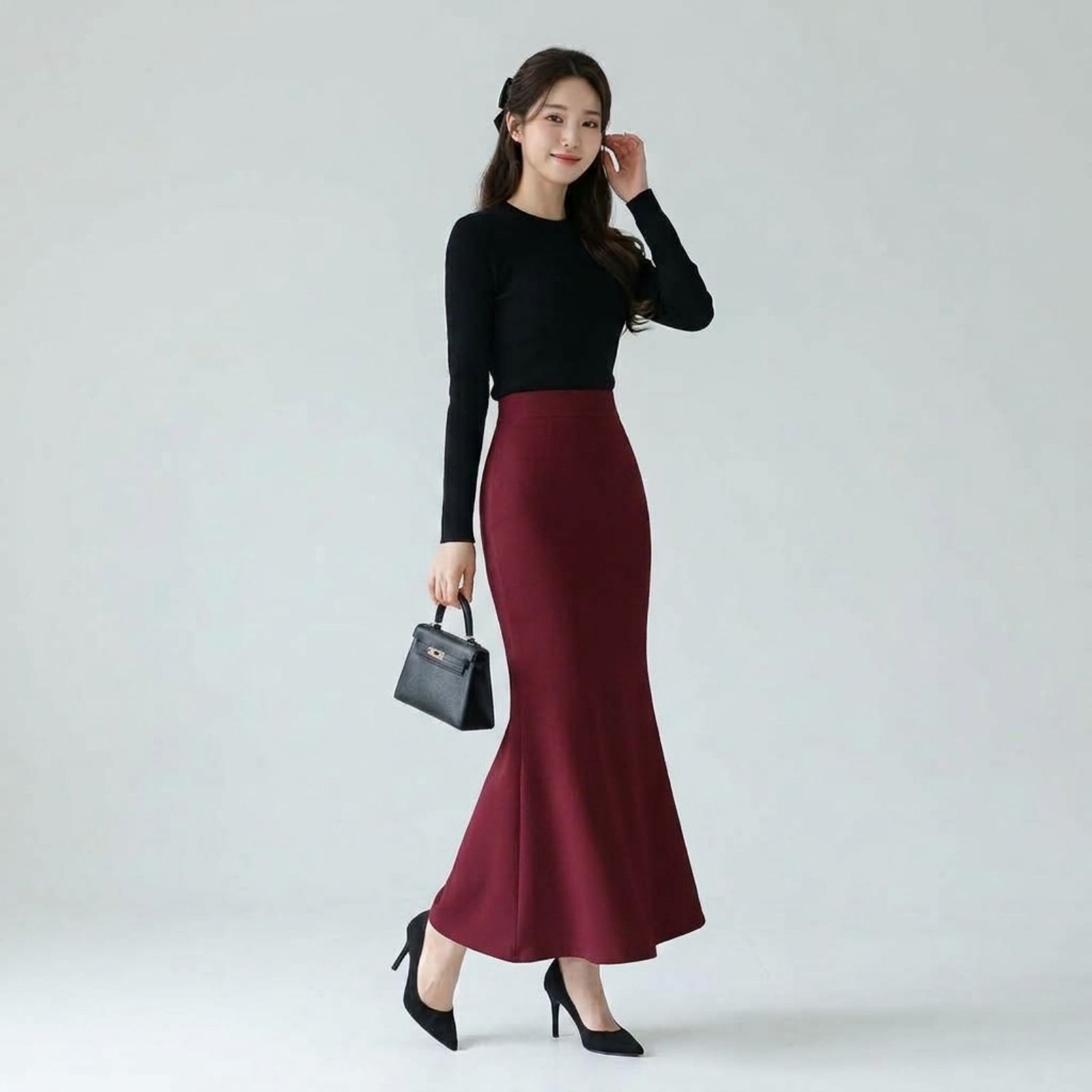 Mermaid Skirt Scuba Premium - Midi Skirt Rok Wanita - Maxi Skirt Rok Wanita by Youniq MAROON