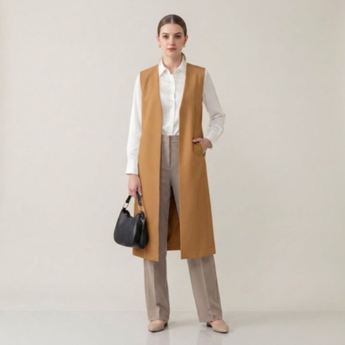 Outer Long Linen Sleeveless by Youniq