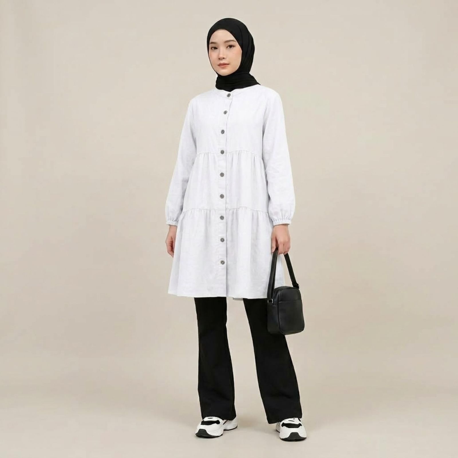 TUNIK LAYER CRINKLE WANITA KEKINIAN By Youniq WHITE