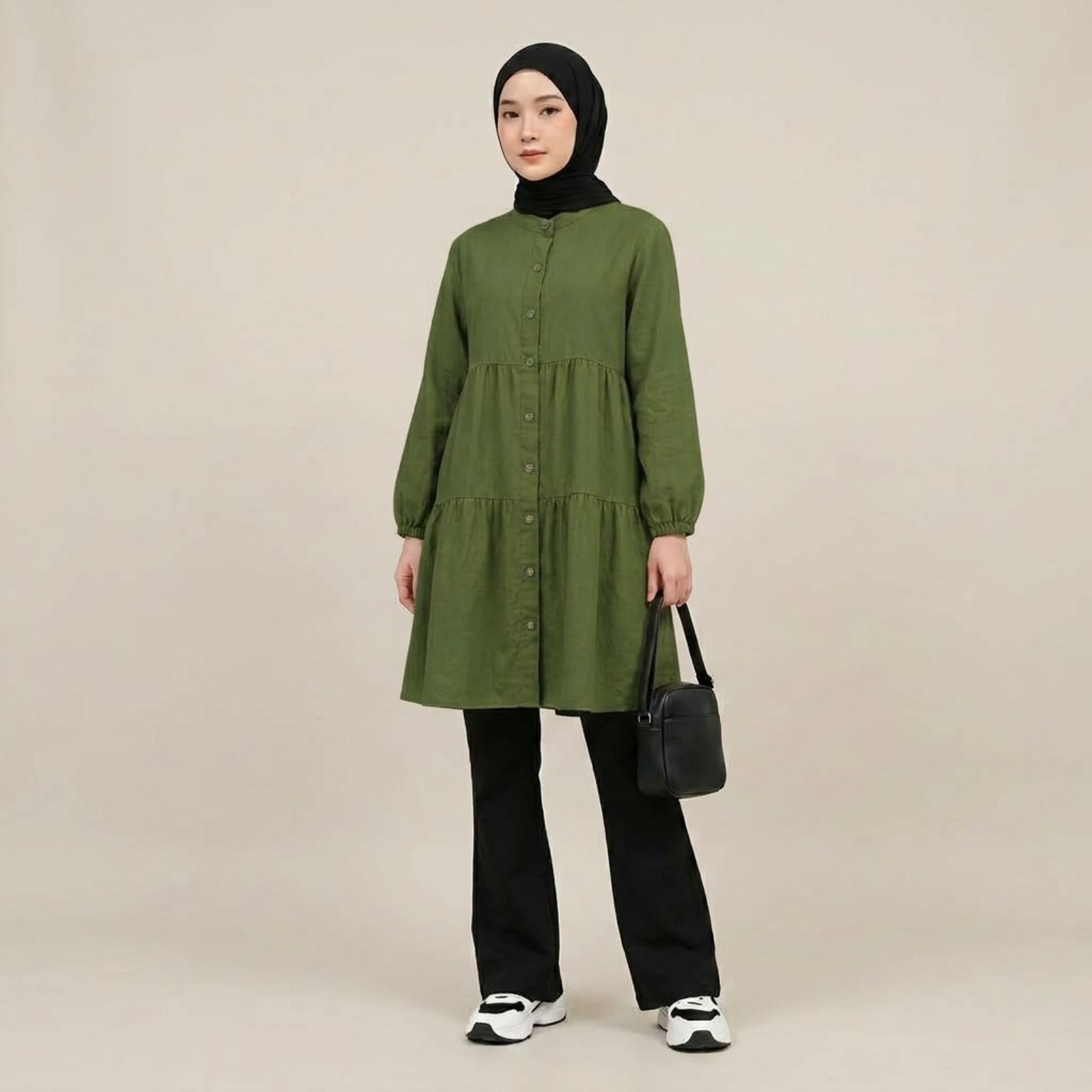 TUNIK LAYER CRINKLE WANITA KEKINIAN By Youniq ARMY