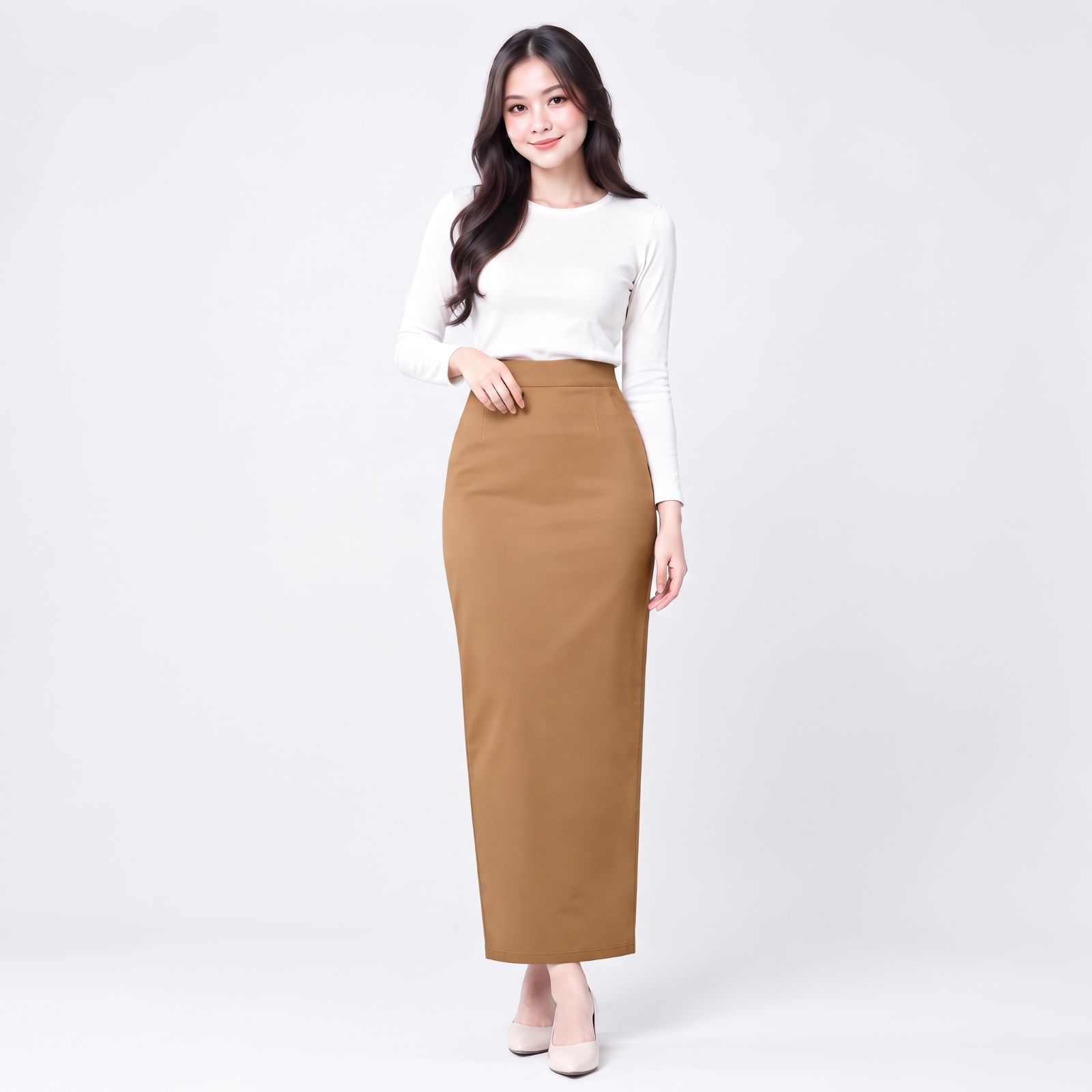 Long Skirt Scuba Hitam Premium / Rok Span Premium MILO