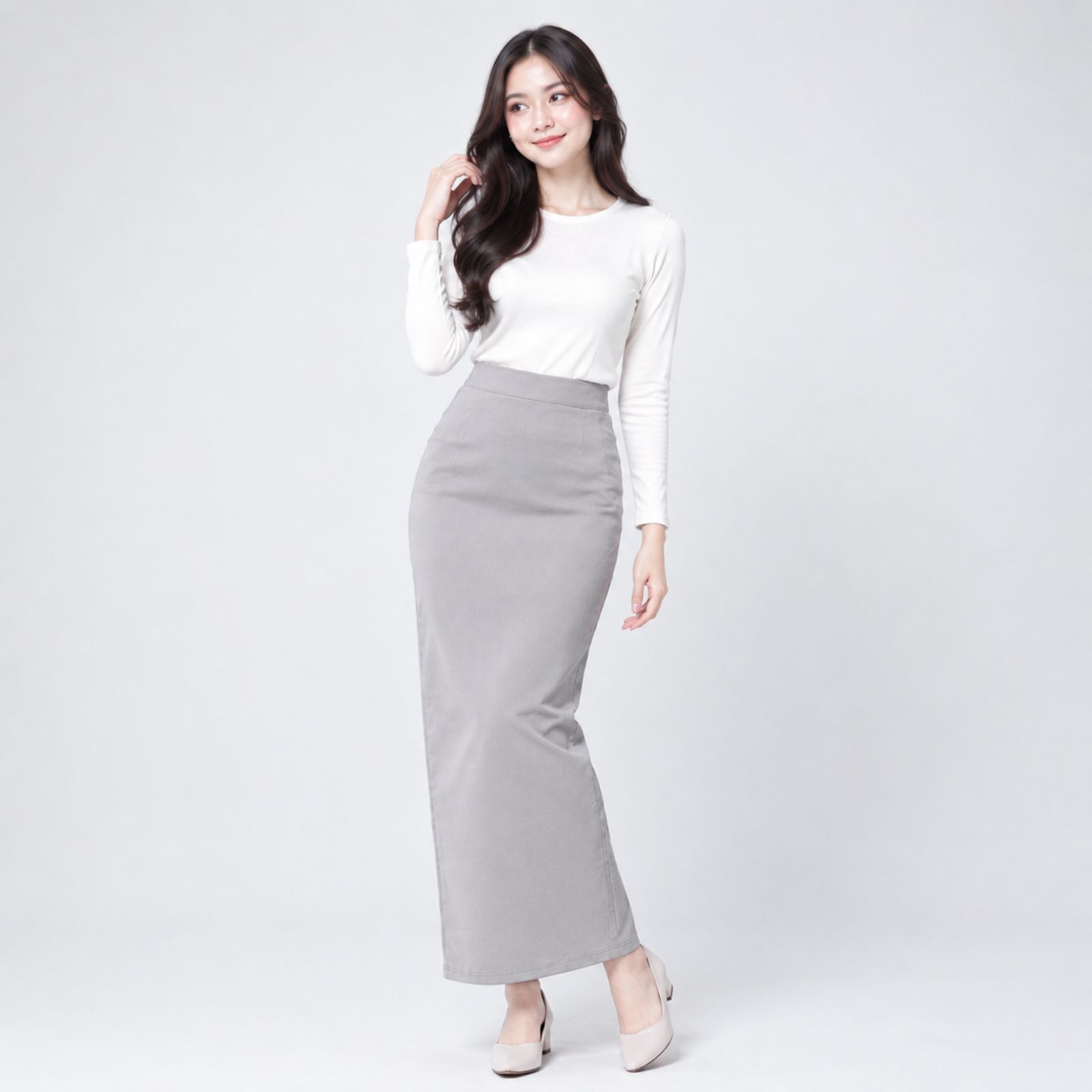 Long Skirt Scuba Hitam Premium / Rok Span Premium sampul