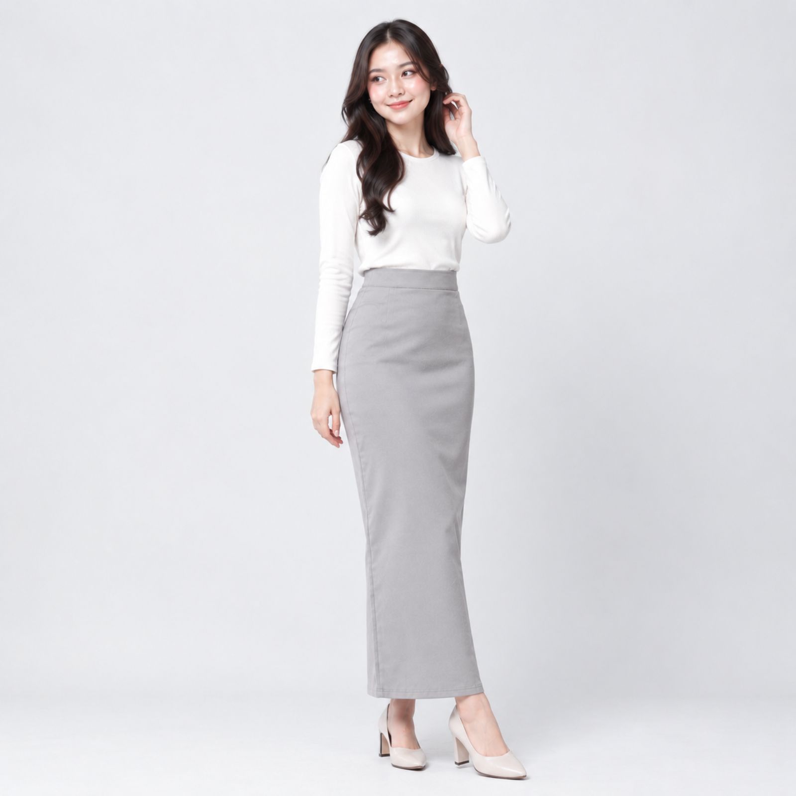Long Skirt Scuba Hitam Premium / Rok Span Premium sampul