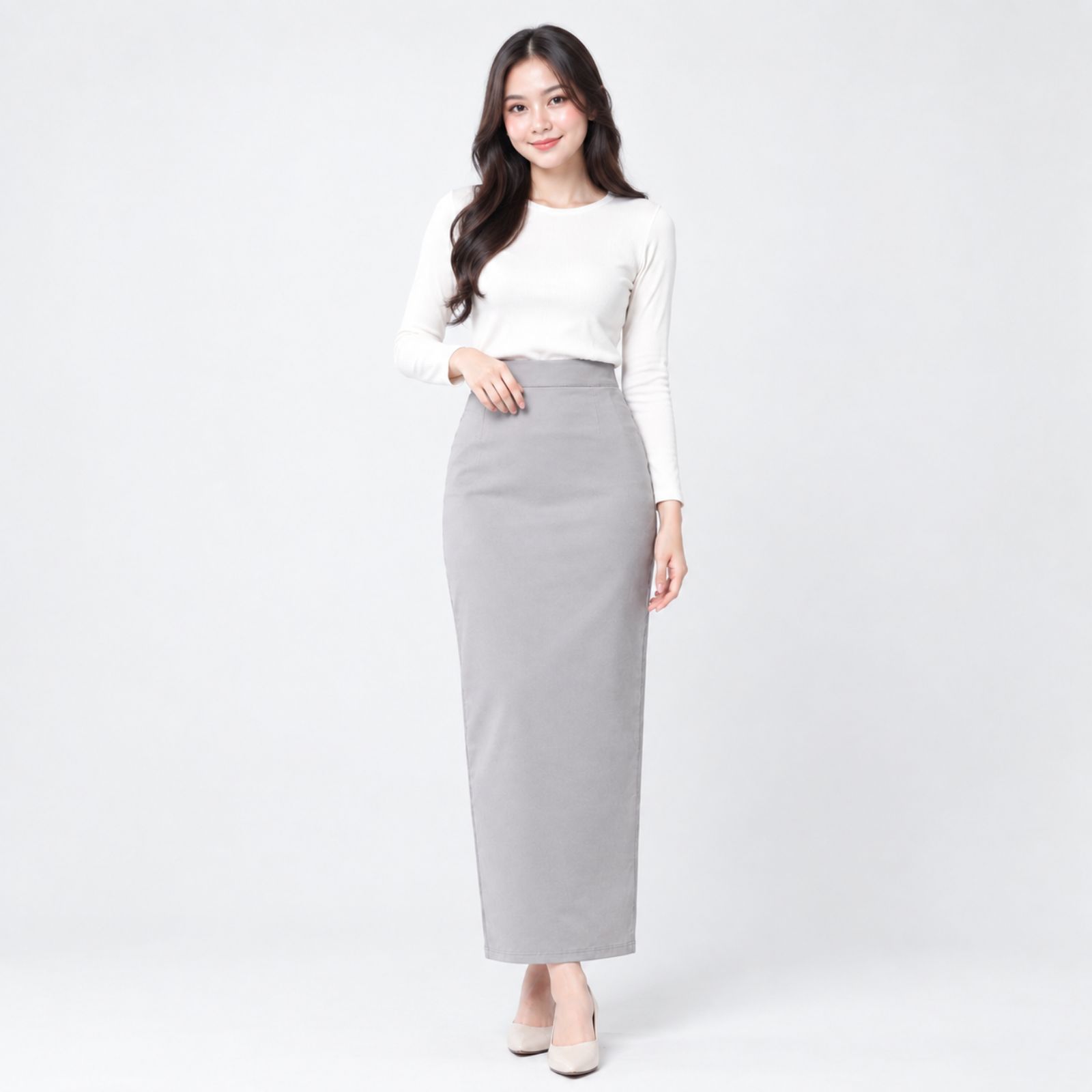Long Skirt Scuba Hitam Premium / Rok Span Premium sampul