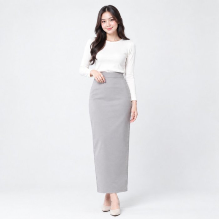 Long Skirt Scuba Hitam Premium / Rok Span Premium