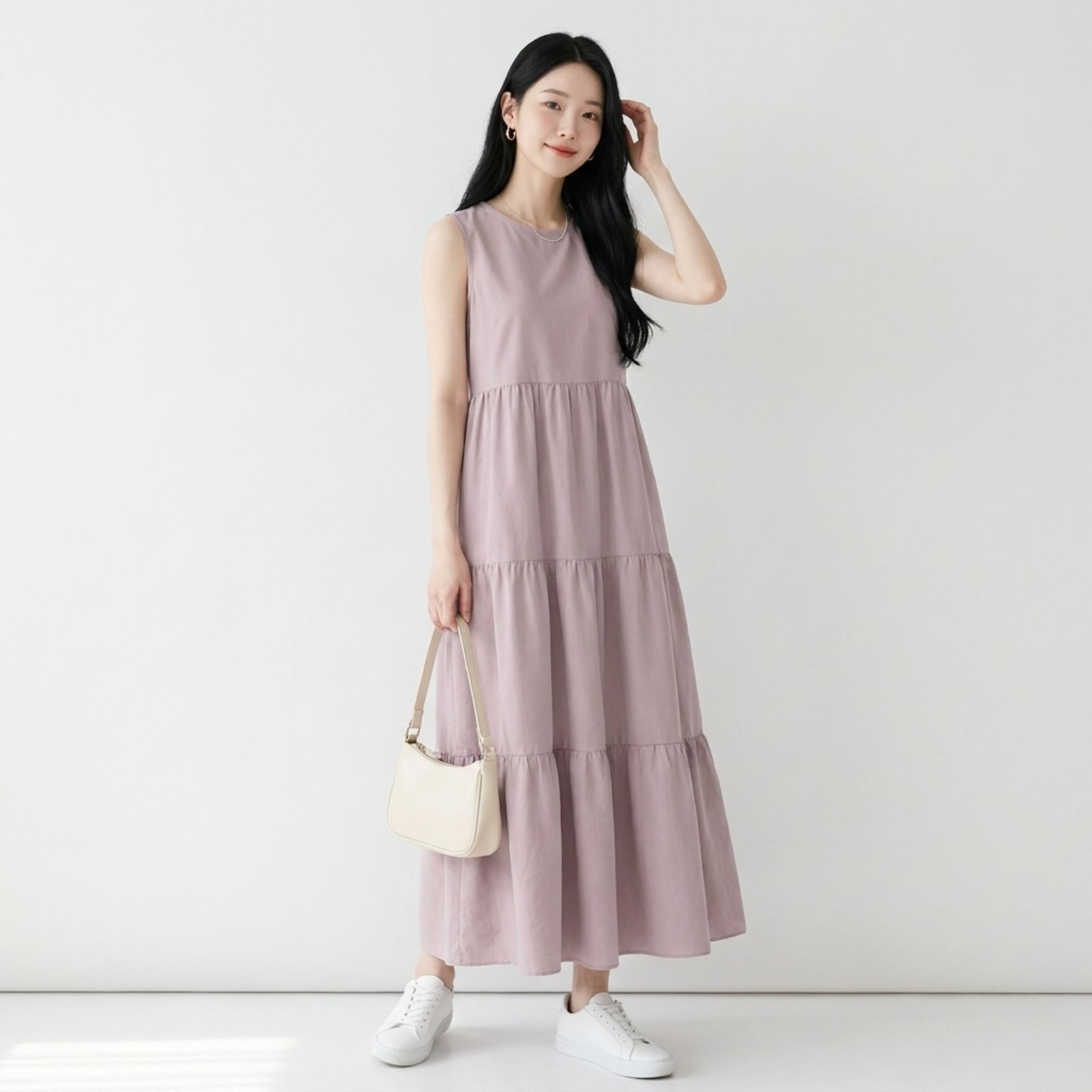 Raisa Tier Dress Sleeveless Rayon Maxi - New Color sampul