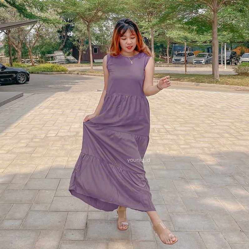 Raisa Tier Dress Sleeveless Rayon Maxi - New Color PURPLE