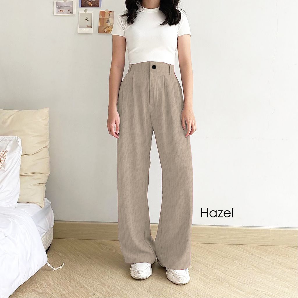 Kulot Crinkle Highwaist Kekinian | Premium Crinkle Kulot Wanita Korea HAZEL