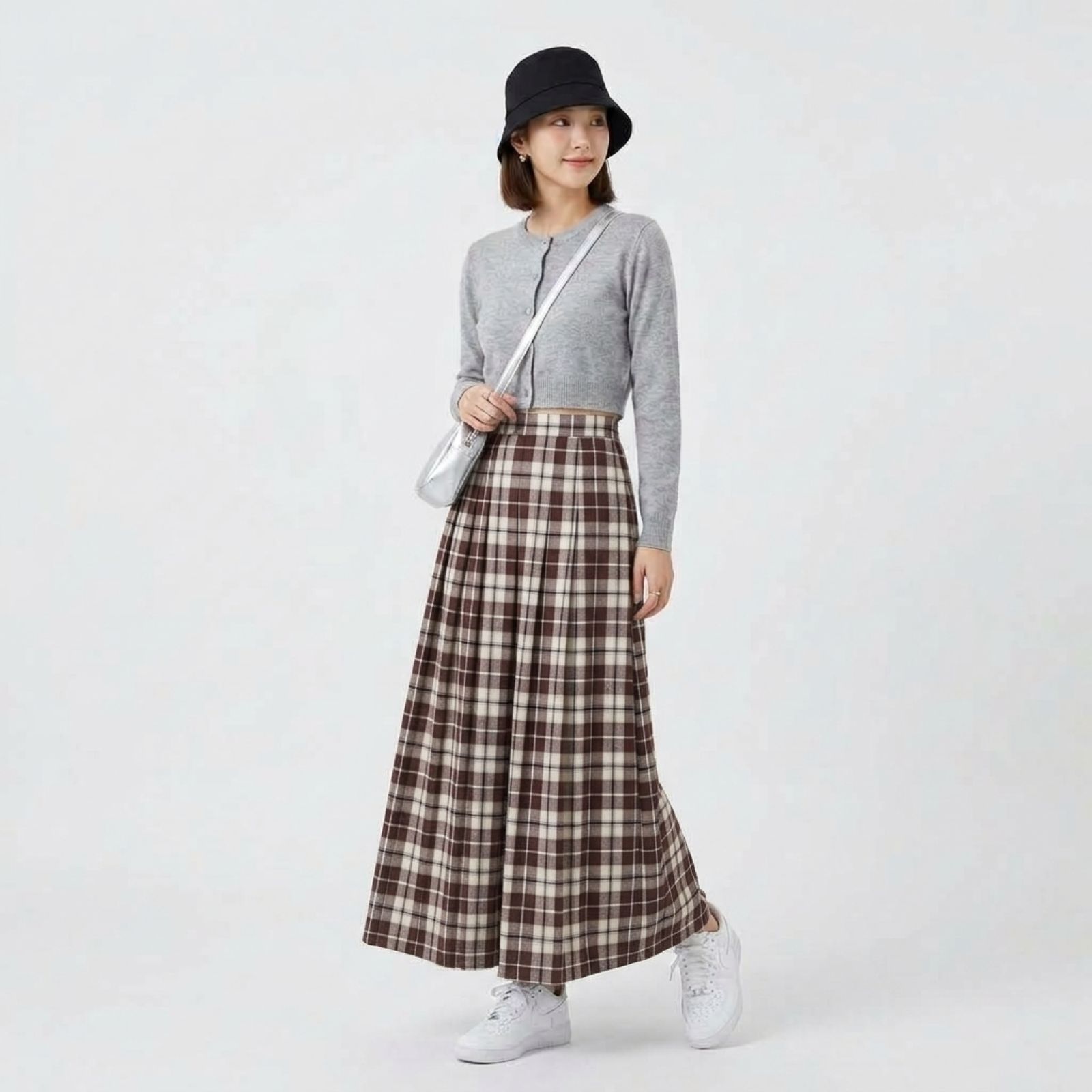 ROK FLANEL IMPORT MIDI 7/8 TARTAN CHOCO