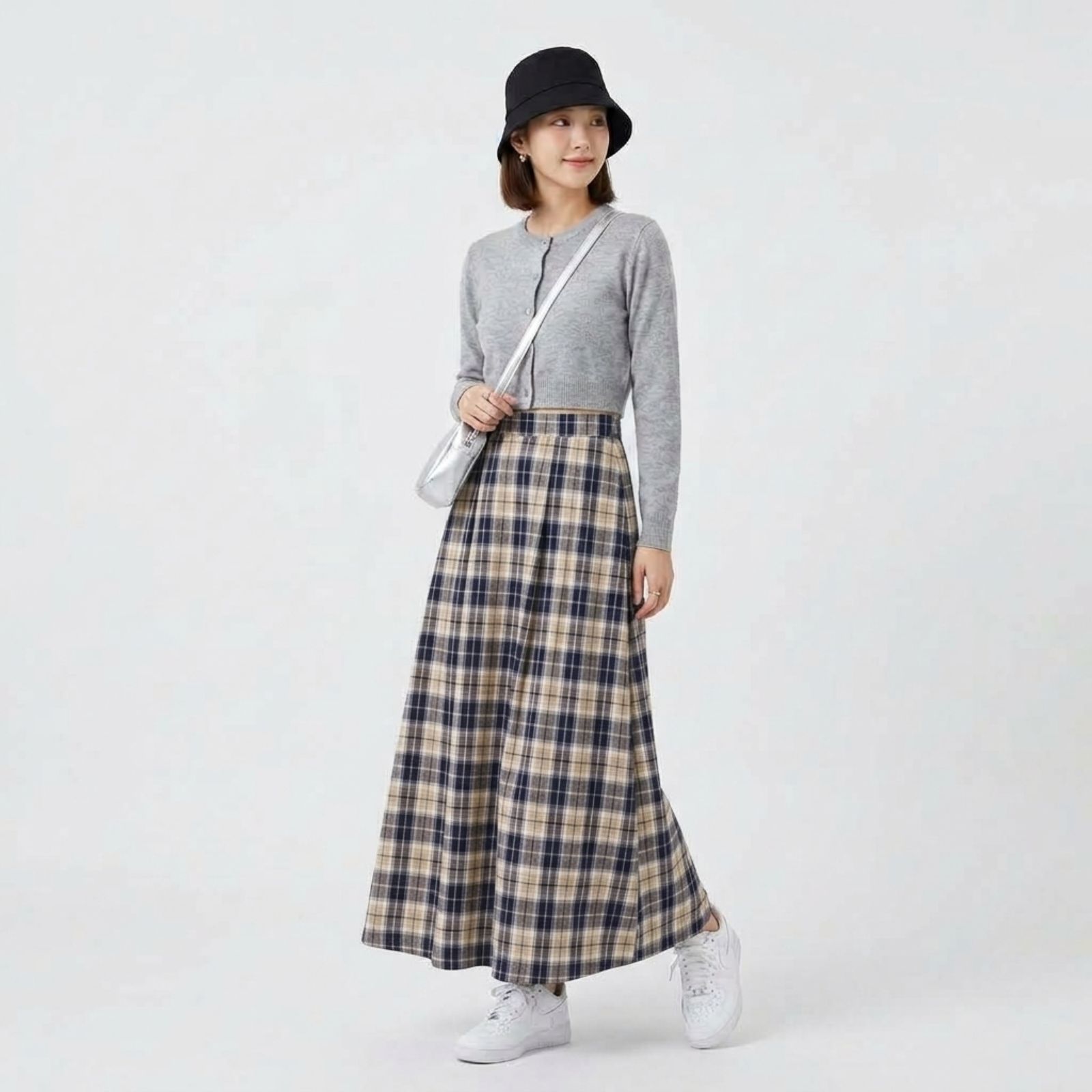 ROK FLANEL IMPORT MIDI 7/8 TARTAN CHEESE