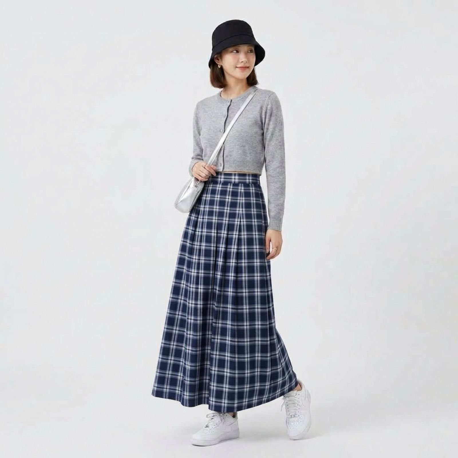 ROK FLANEL IMPORT MIDI 7/8 TARTAN NAVY