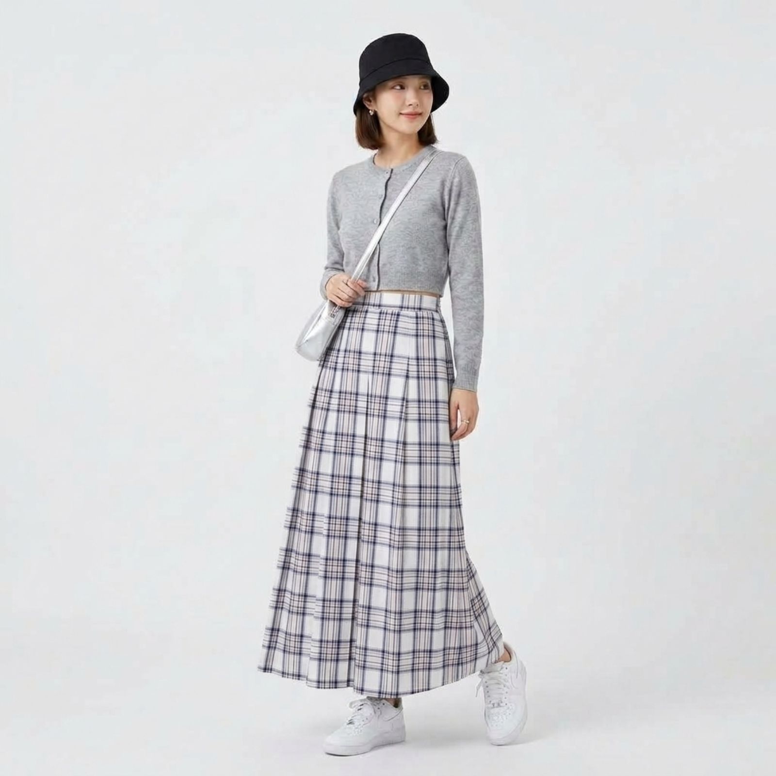 ROK FLANEL IMPORT MIDI 7/8 TARTAN WHITE