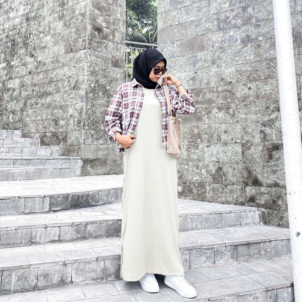 INNER DRESS WANITA TANPA LENGAN | INNER DRESS BAHAN JERSEY PUTIH