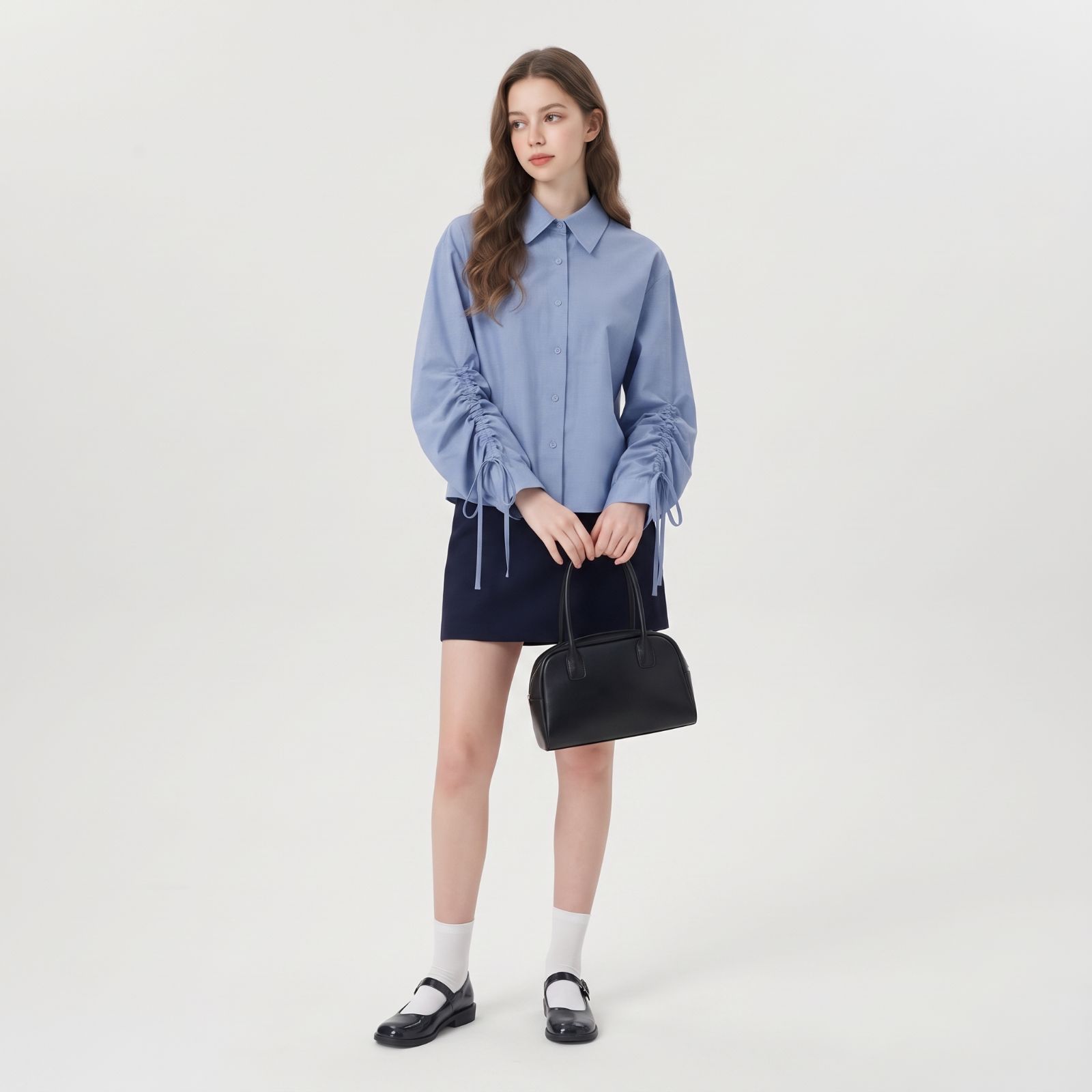 Nadin Crinkle Blouse / Atasan Wanita Crinkle Lengan Serut Aktif sampul