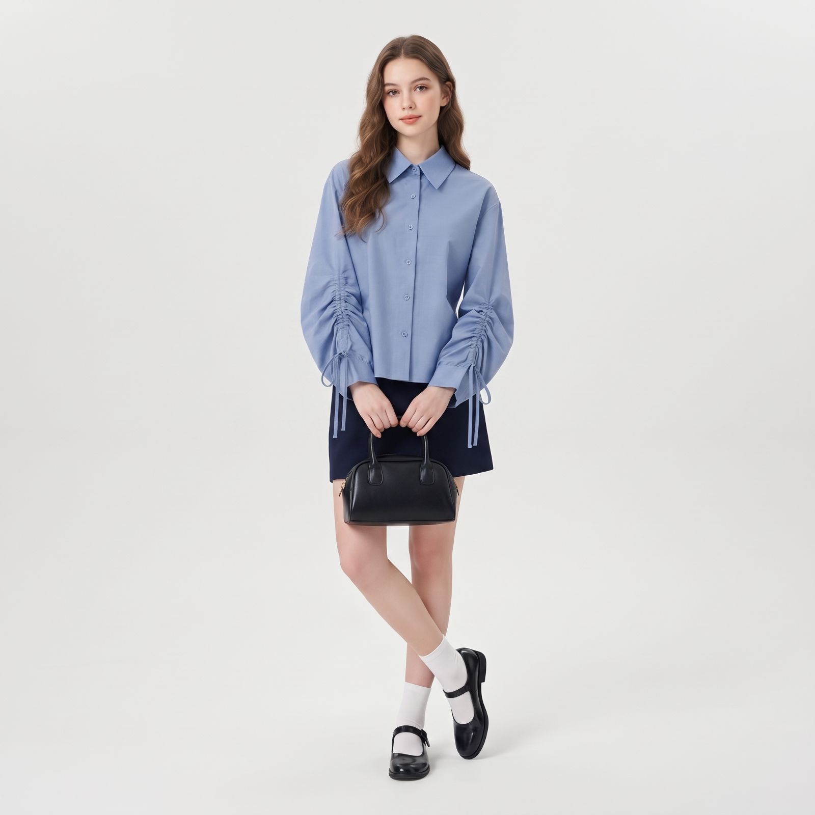 Nadin Crinkle Blouse / Atasan Wanita Crinkle Lengan Serut Aktif sampul