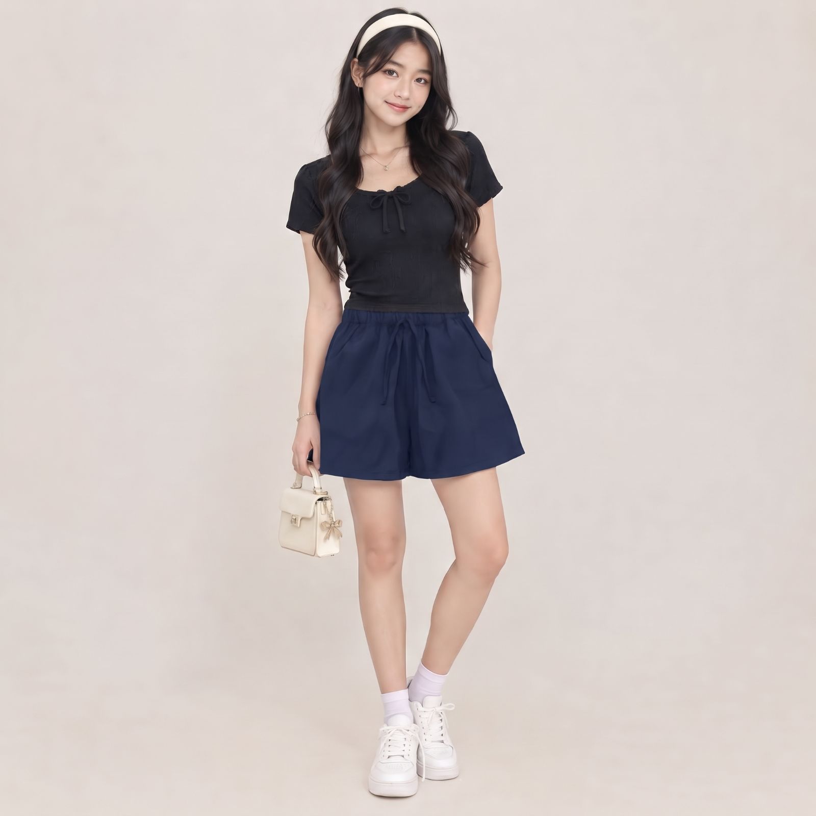 Celana Pendek Wanita Midi Short Pants By Youniq NAVY
