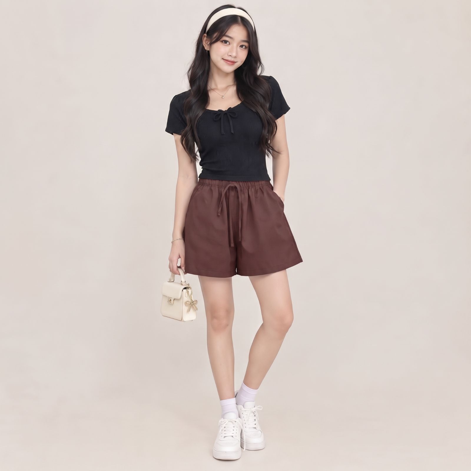 Celana Pendek Wanita Midi Short Pants By Youniq LATTE