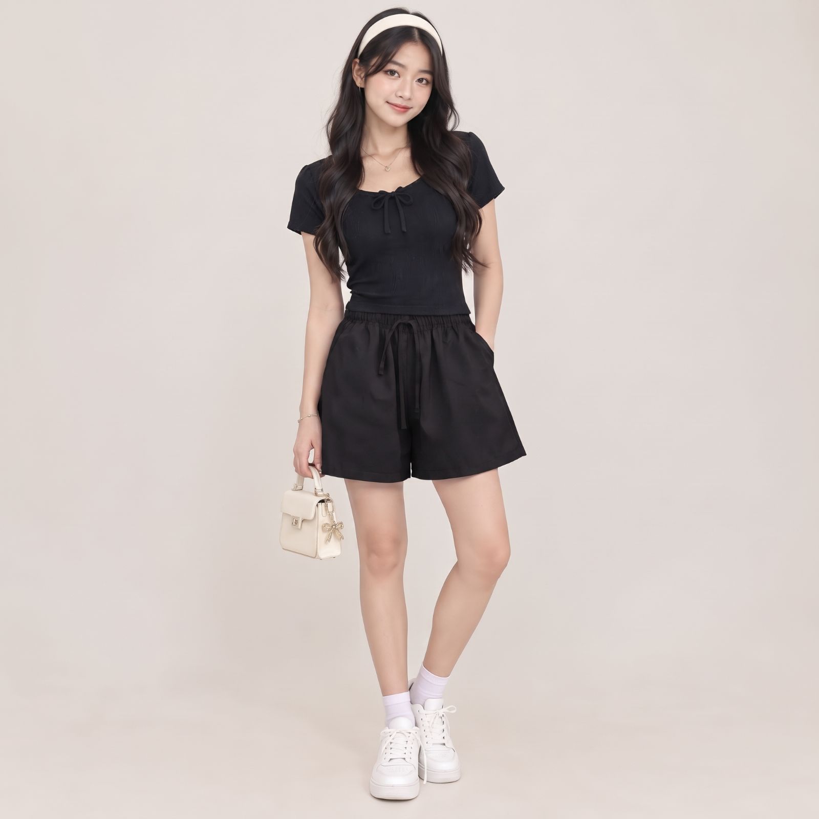 Celana Pendek Wanita Midi Short Pants By Youniq HITAM
