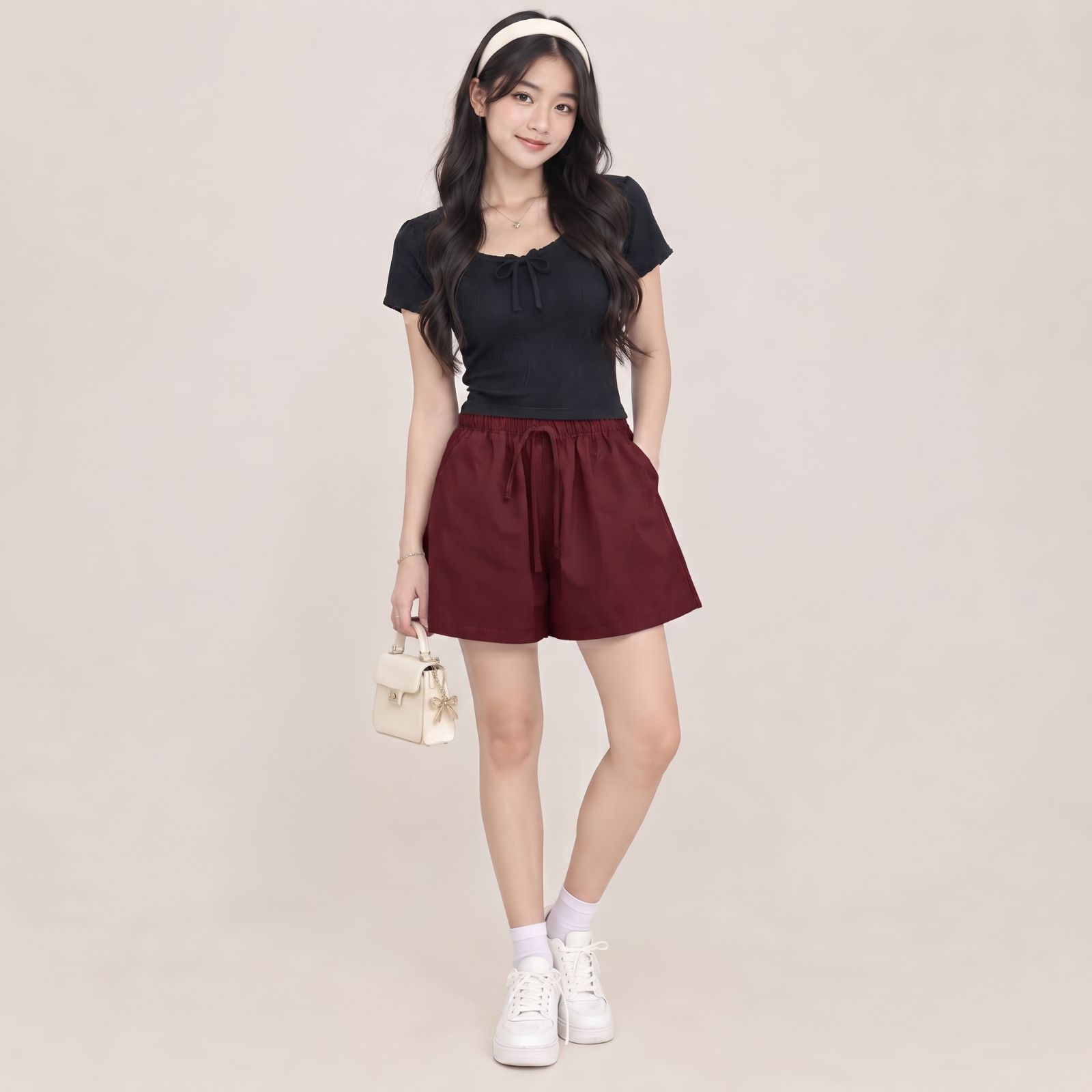 Celana Pendek Wanita Midi Short Pants By Youniq MAROON