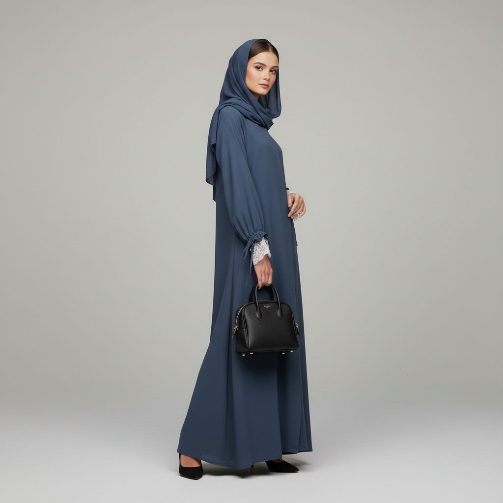 YUNI Premium Lace Detail Maxi Dress – Raya Collection SKY BLUE
