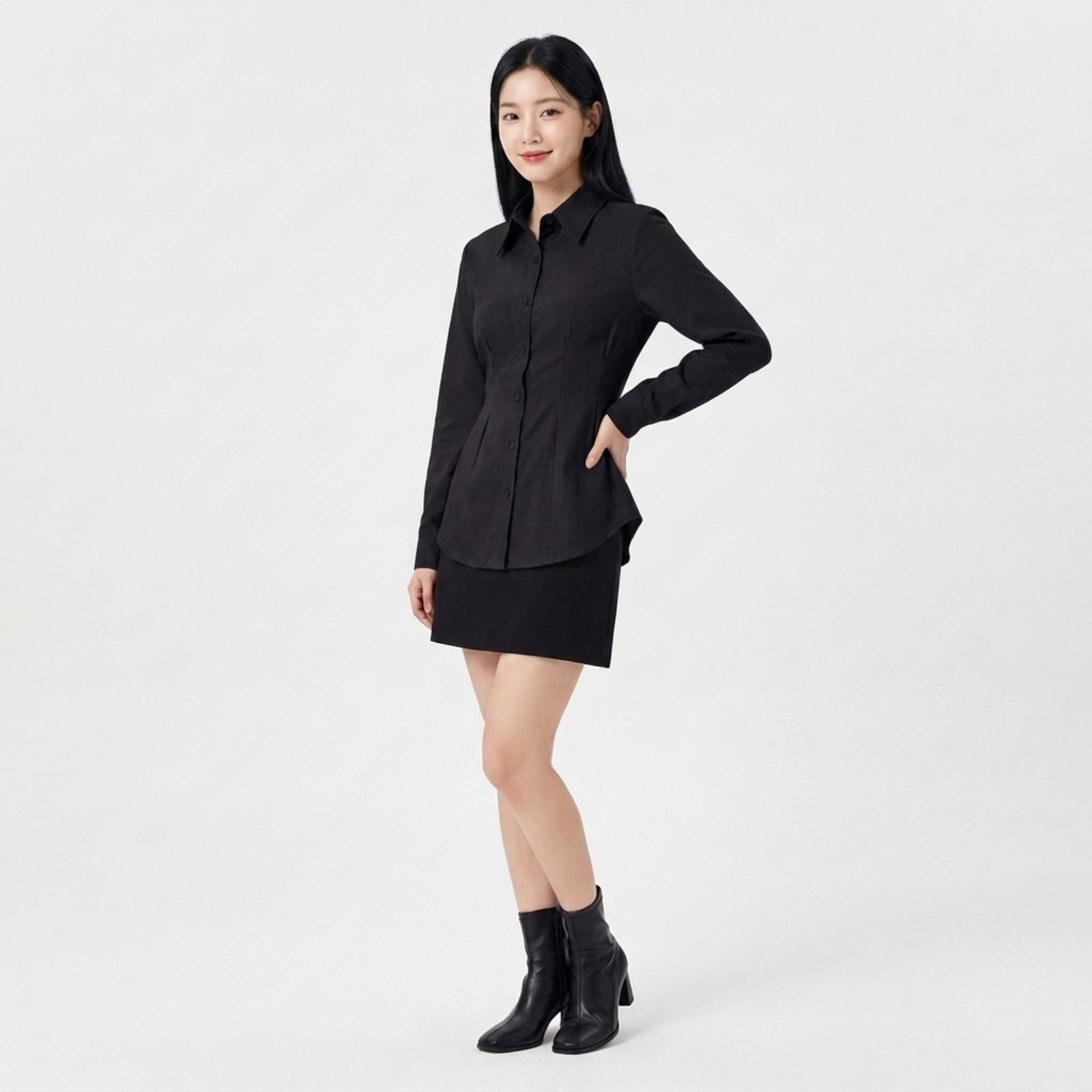 Nuna Shirt Atasan Wanita - Kemeja Crinkle Airflow Kerut Depan - Kemeja Wanita Oversize HITAM