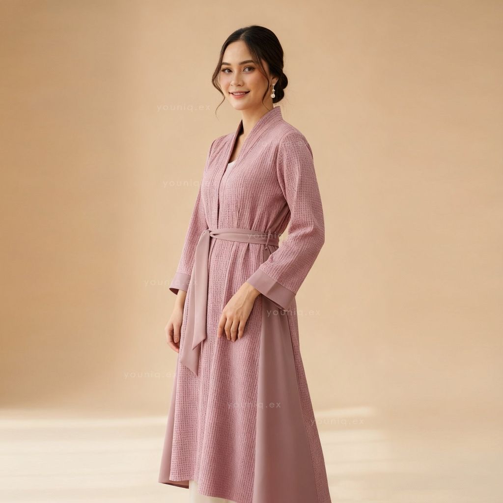 Lona Kimono Tunik Midi Dress | Tunik Wanita Simple Kekinian by Youniq sampul