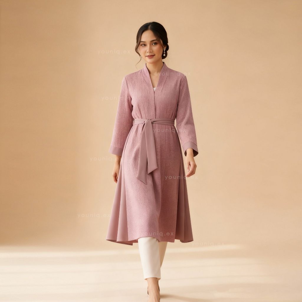 Lona Kimono Tunik Midi Dress | Tunik Wanita Simple Kekinian by Youniq sampul