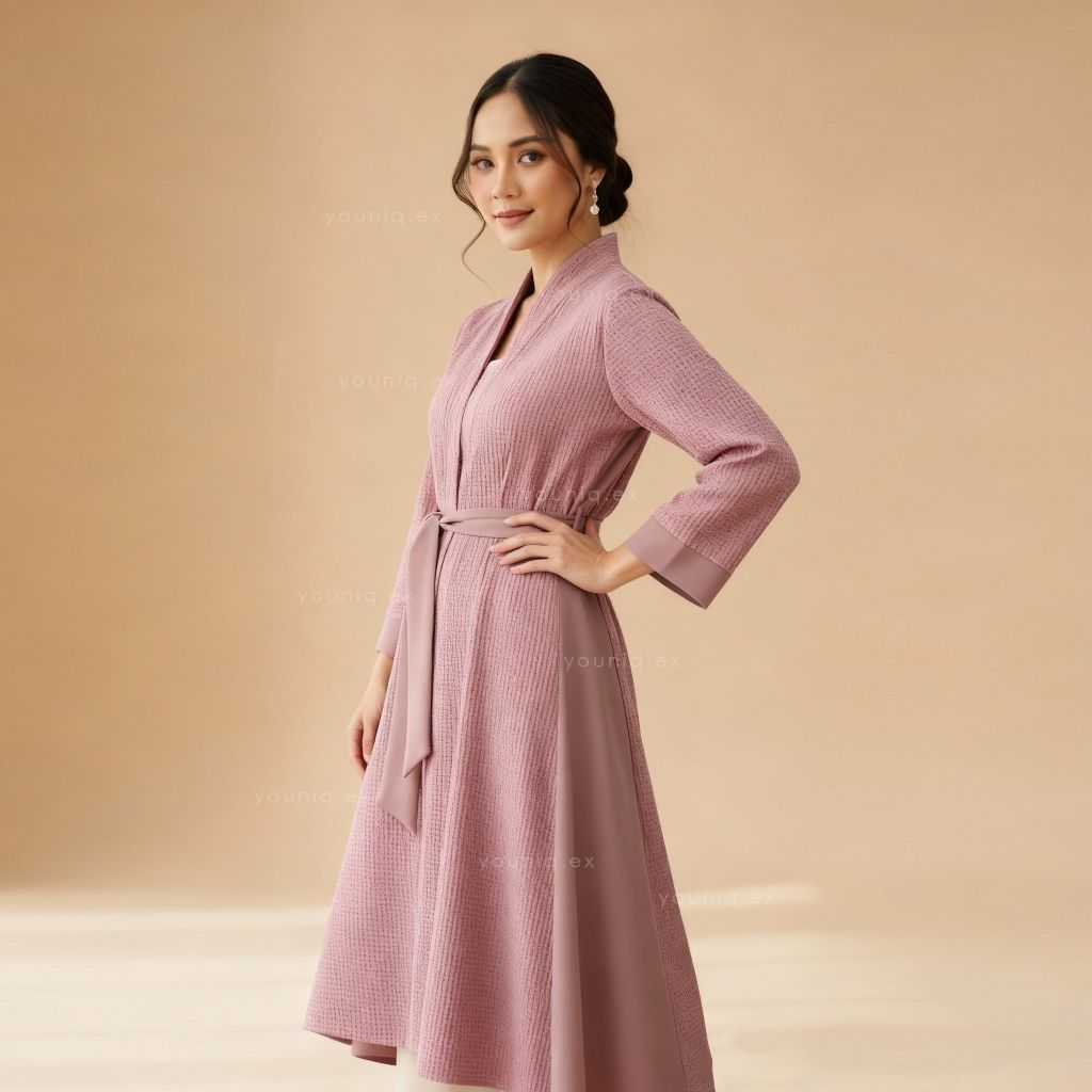 Lona Kimono Tunik Midi Dress | Tunik Wanita Simple Kekinian by Youniq sampul