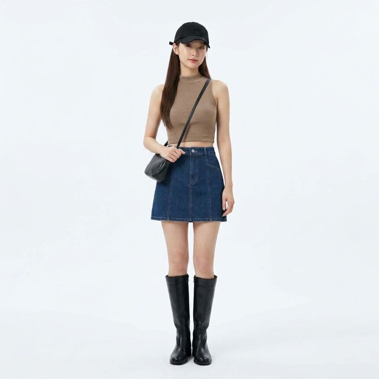 KNIT TURTLENECK SLEEVELESS | TURTLENECK KNIT/RAJUT TANPA LENGAN WANITA BY YOUNIQ LATTE