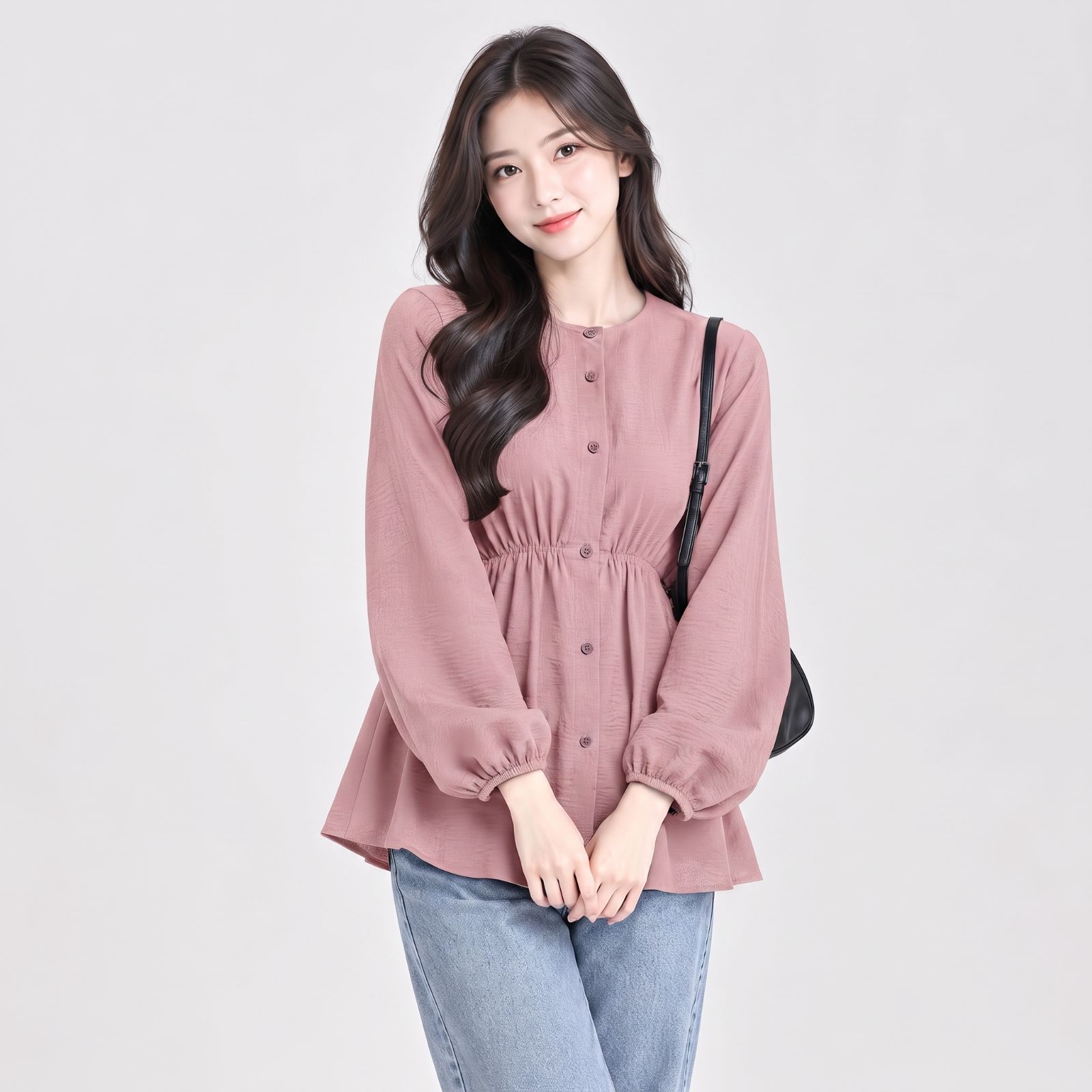 Clara Blouse Crinkle Kerut Pinggang by Youniq DUSTY