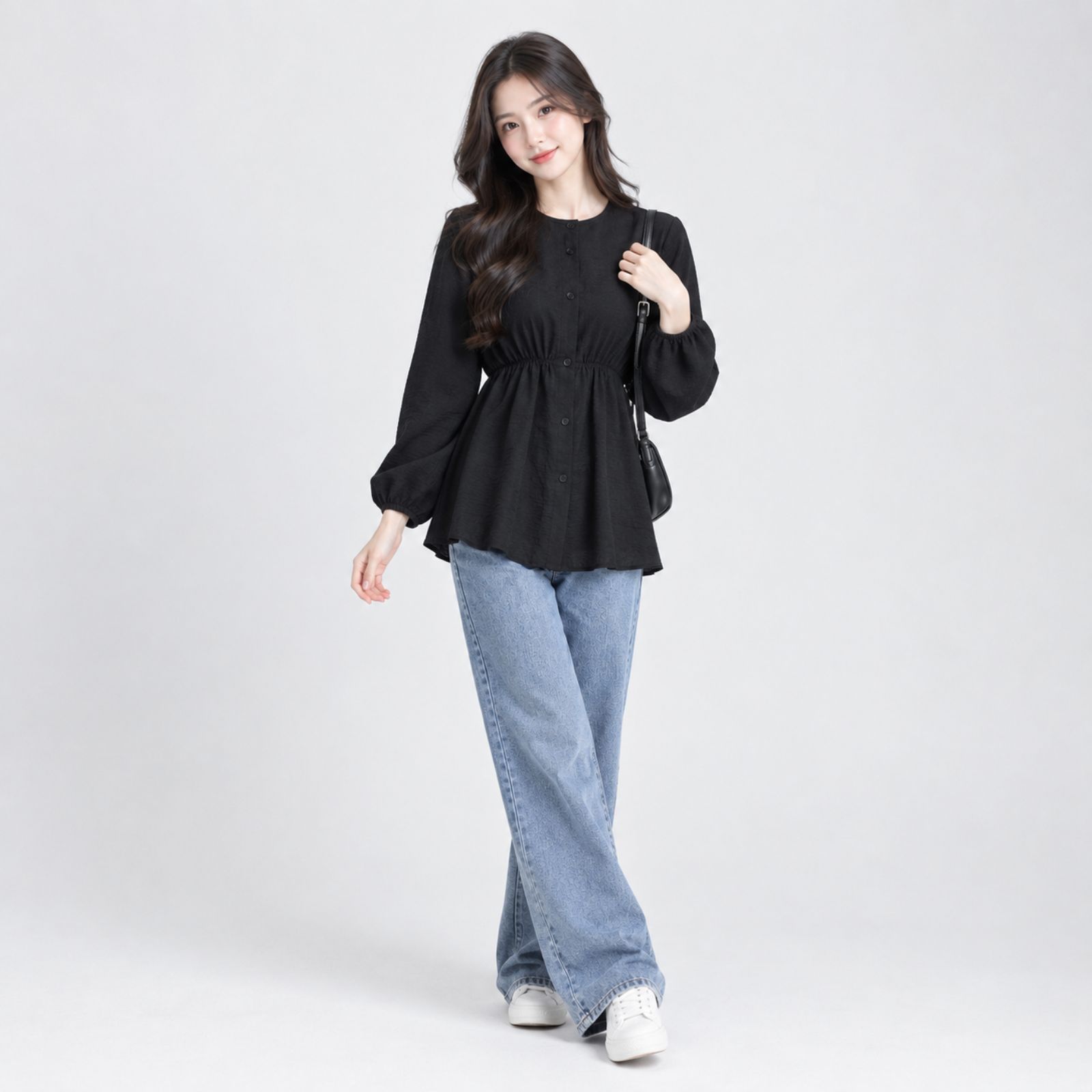 Clara Blouse Crinkle Kerut Pinggang by Youniq sampul