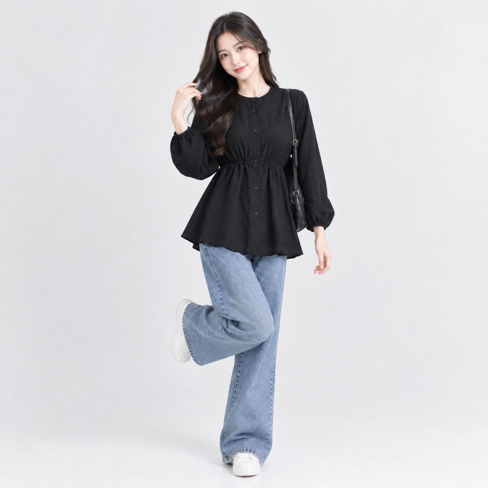 Clara Blouse Crinkle Kerut Pinggang by Youniq sampul