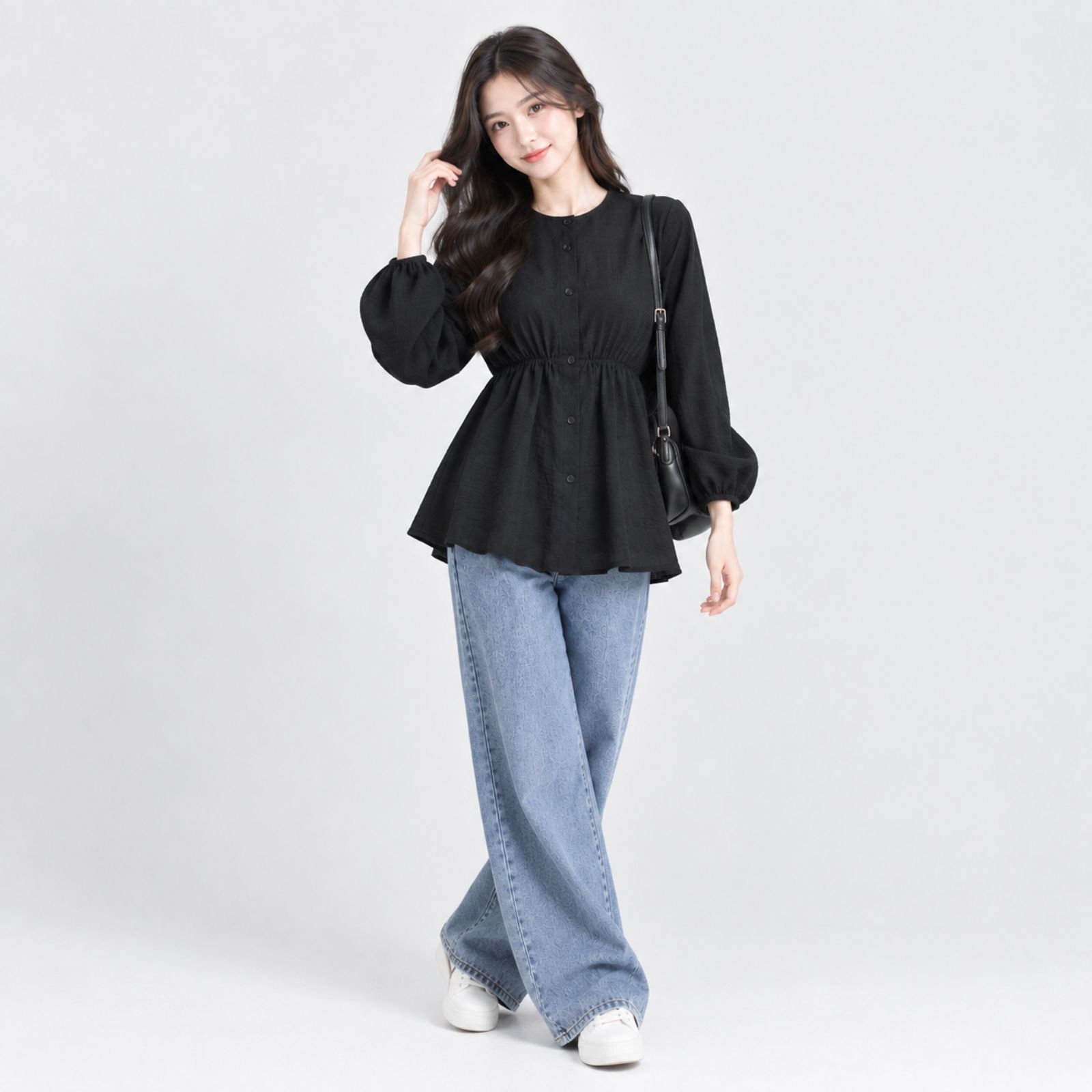 Clara Blouse Crinkle Kerut Pinggang by Youniq sampul