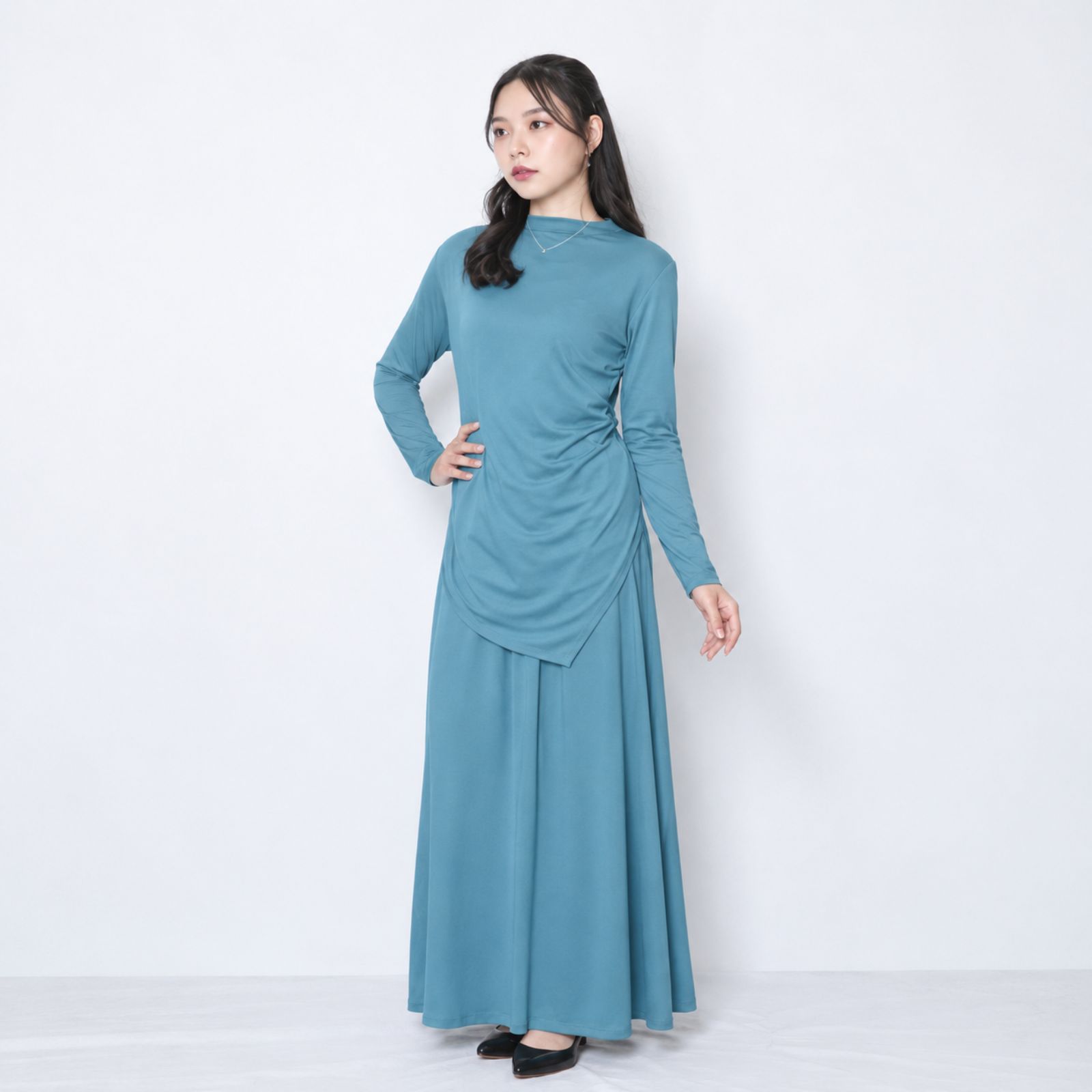 Rose Daily Luxury One Set | Setelan Jersey Blouse & Rok A-Line by Youniq.ex BLUE