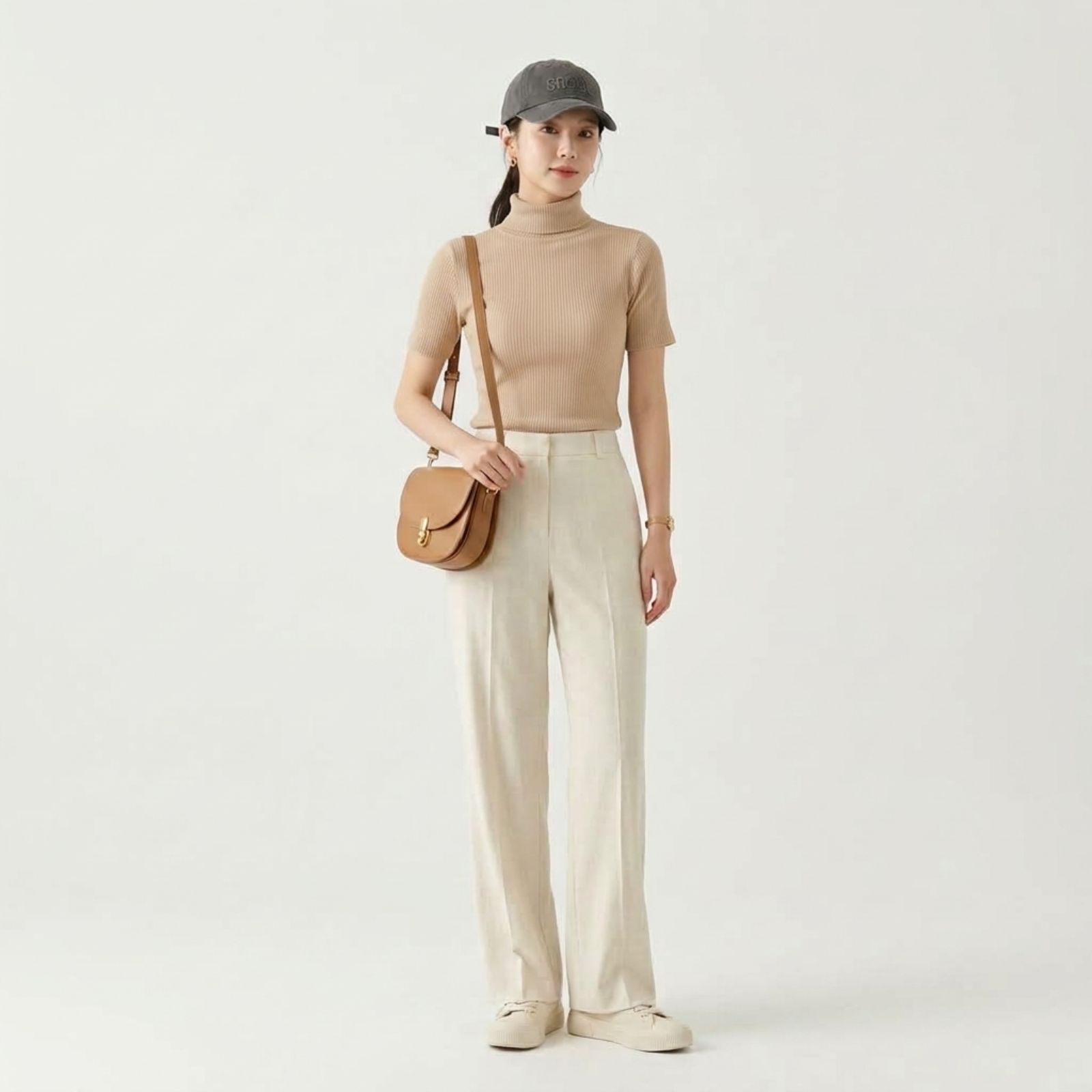 TURTLENECK RAJUT/KNIT WANITA LENGAN PENDEK RIB POLOS PREMIUM BY YOUNIQ COKSU
