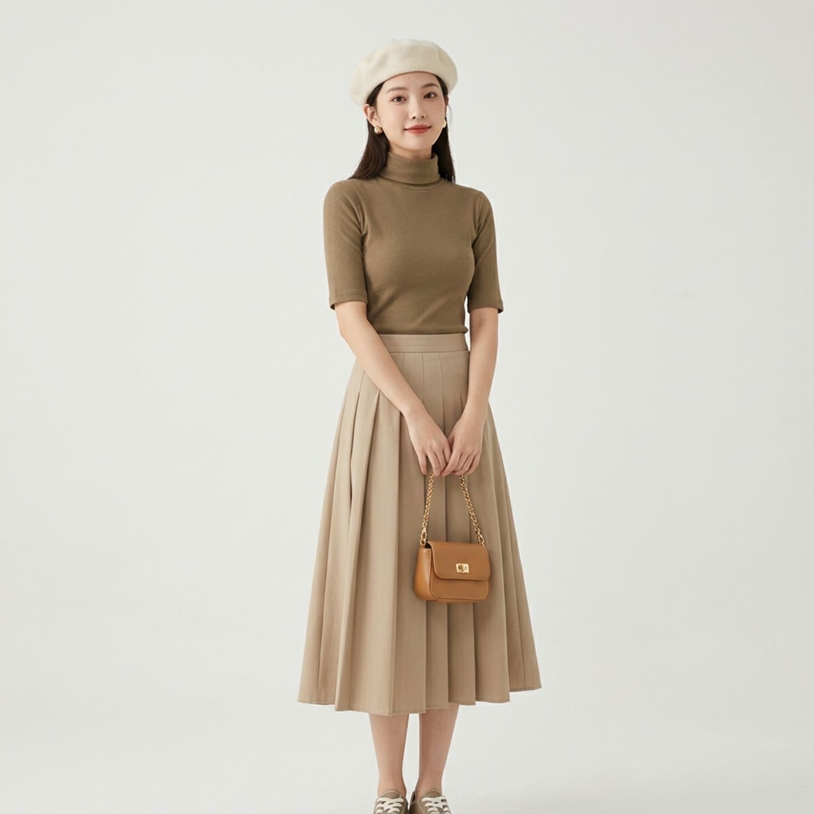 TURTLENECK RAJUT/KNIT WANITA LENGAN PENDEK RIB POLOS PREMIUM BY YOUNIQ sampul