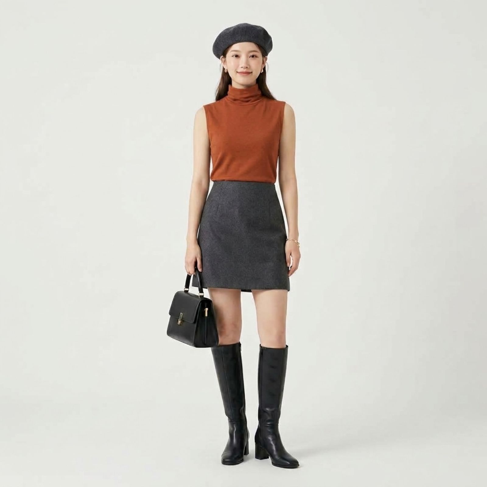 Inner Turtleneck Sleeveless ALMOND BROWN